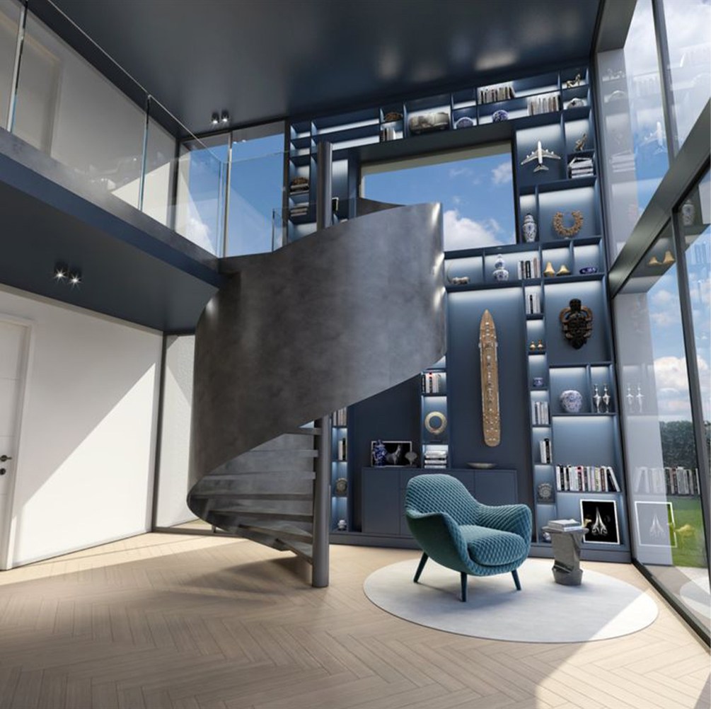 Réalisation d’un escalier métallique sur mesure dans un intérieur contemporain haut de gamme